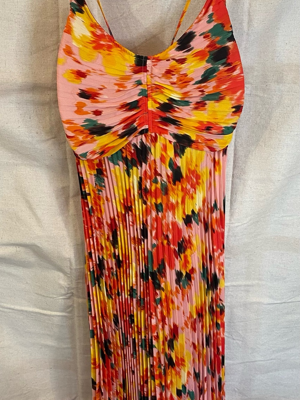Nanette Lepore Pink Multi Floral Pleated Midi Dress 0083